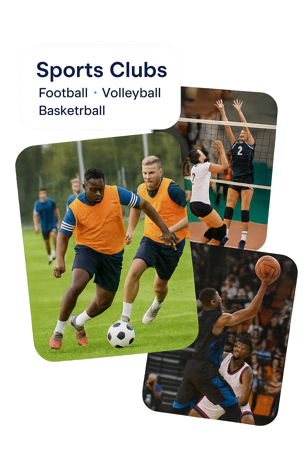 Athletes from football, volleyball, and basketball during training sessions – sports clubs using modern performance tools